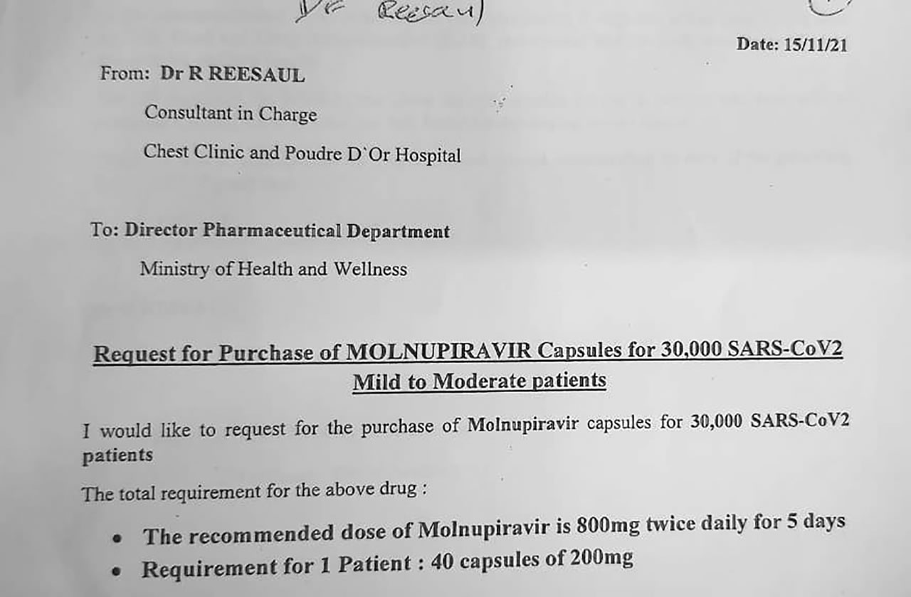 Ce document a été déposé le 15 novembre au bureau de la Senior Chief Executive du ministère de la Santé.